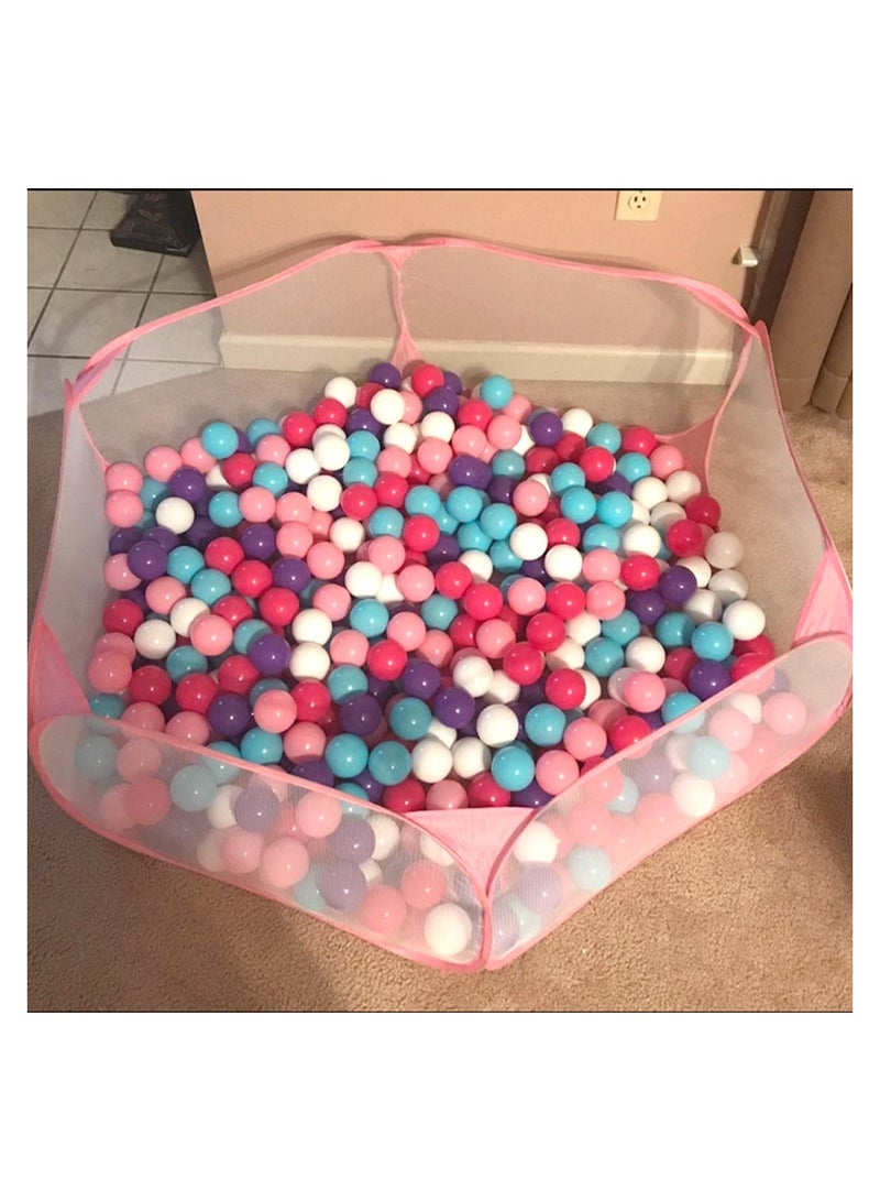 Jacone Portable Cute Pink Hexagon Children Ball Pit, Indoor and Outdoor Easy Folding Ball Play Pool Kids Toy Play Tent with Carry Tote, Balls Not Included - Image 4