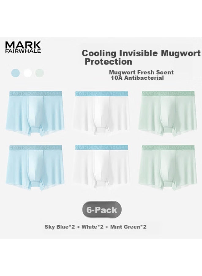 Mark Fairwhale Men's Ice Silk Underwear With Mugwort Essence, 10a Antibacterial, Gentle Deodorizing, Seamless Summer Thin Boxer Briefs