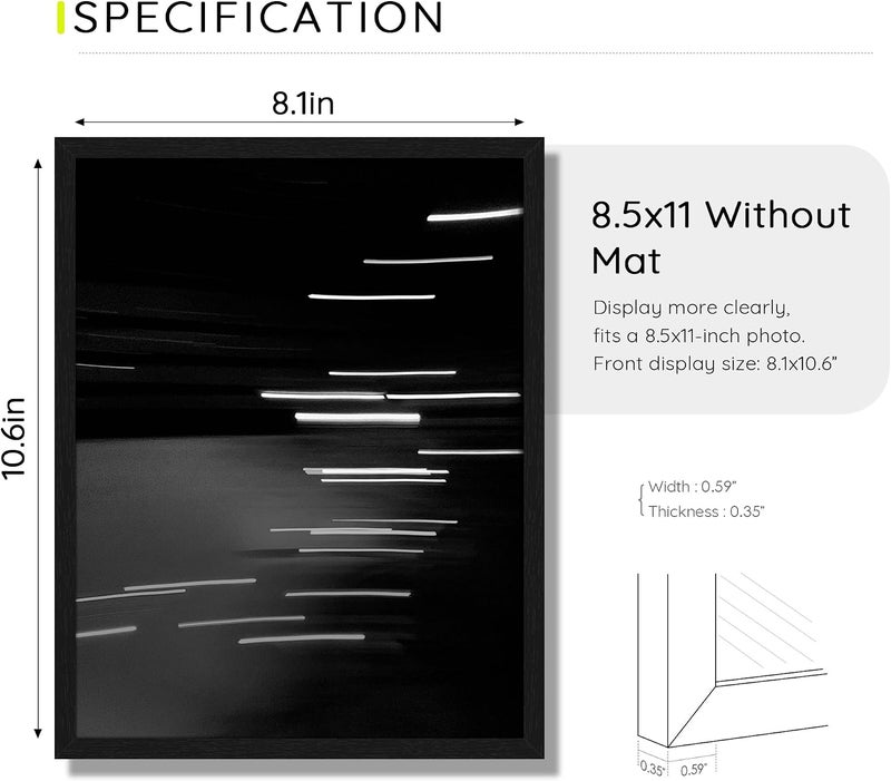 Picrit 8.5 by 11 Picture Frame Set of 12, Wall Gallery Photo Frames without Mat, Multi Photo Display for Home Decor, Black - Image 3