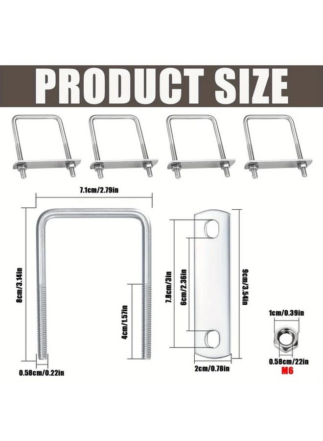 4pcs 304 Stainless Steel U Bolts M6 Threads With Nuts Frame Boards For Traction - Image 3