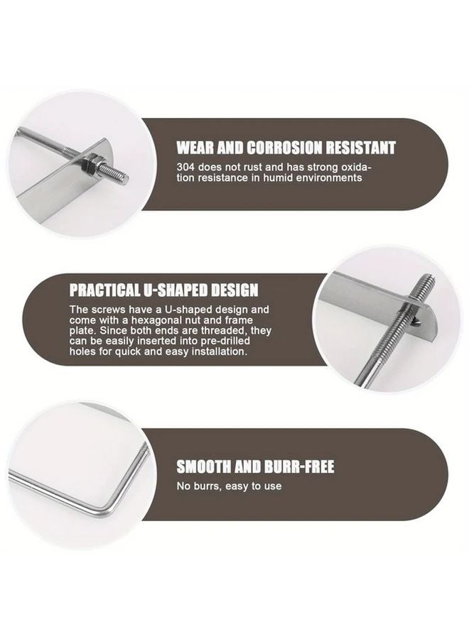 4pcs 304 Stainless Steel U Bolts M6 Threads With Nuts Frame Boards For Traction - Image 4