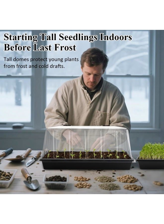 RooTrimmer 1020 Trays with Tall 7.3'' Dome, 10-Pack Extra Large Seed Starter Tray with Humidity Domes, Heavy Duty 1020 Seed Trays and Flats with Lid, Seed Germination Mini Greenhouse No Hole for Balcony Garden - Image 3