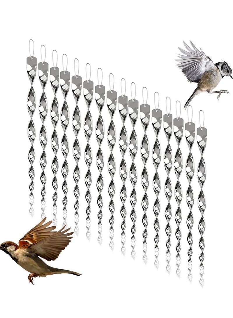 HomarKet 16 Pack Bird Repellent Reflectors Scare Rods Hanging Silver Plastic Rod Reflective Bird Deterrent Device Glossy Finish Garden Decorative Scare Birds Away Like Pigeons and Geese - Image 1