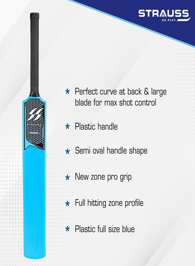 Strauss Rebel Cricket Bat | Full Size | Dimensions: 34 X 4.5 inch | Heavy Duty Hard Plastic Cricket Bat | for All Age Groups | Tennis & Synthetic Ball Cricket Bat | Tennis Cricket Bat,(Blue) - Image 4