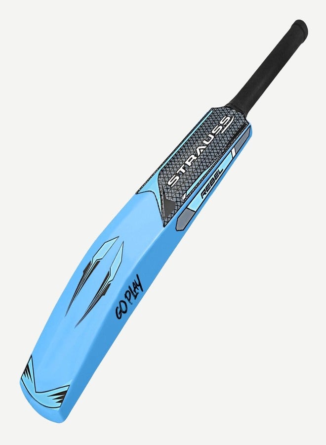 Strauss Rebel Cricket Bat | Full Size | Dimensions: 34 X 4.5 inch | Heavy Duty Hard Plastic Cricket Bat | for All Age Groups | Tennis & Synthetic Ball Cricket Bat | Tennis Cricket Bat,(Blue) - Image 1