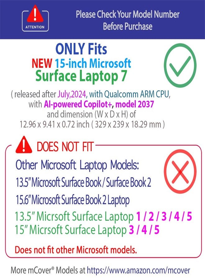 mCover Case ONLY Compatible for 2024+ 15" Microsoft Surface Laptop 7 (Model# 2037) Windows PC with ARM CPU and AI-Powered Copilot+ (NOT Fitting Other Surface Models) - Purple - Image 2