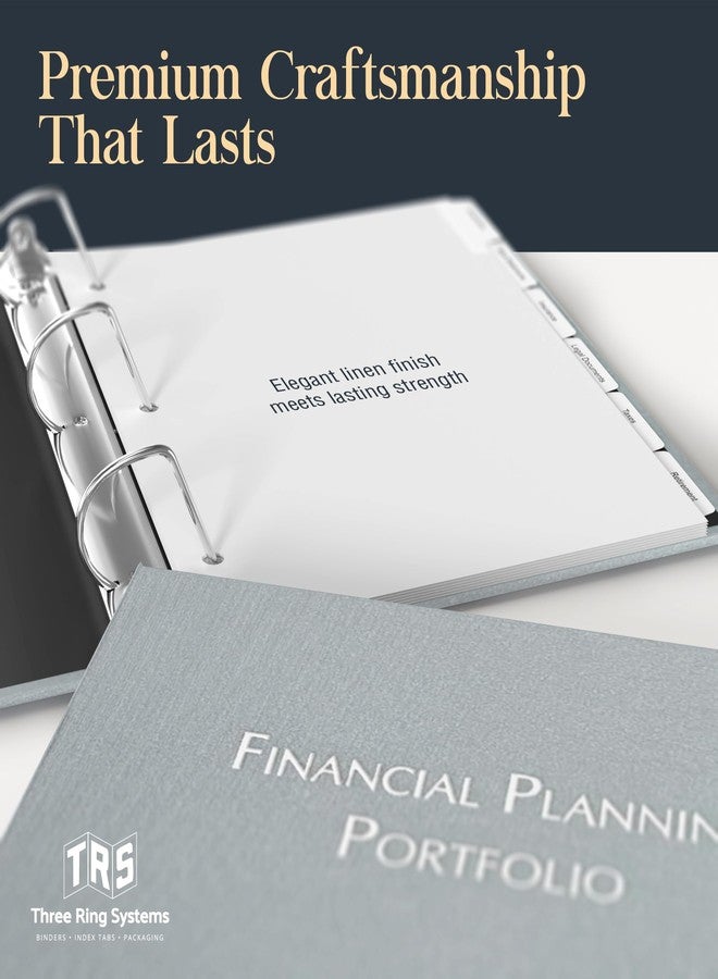 Three Ring Systems Financial Planning Portfolio, Budget Planner Monthly Bill Organizer Budgeting Book Binder, Financial Planner and Expense Tracker Notebook, 1.5 Inch Ring Binder, 6 Pre Labeled Tabs - Lt Gray/Dove Linen - Image 3
