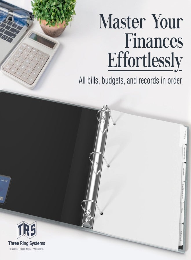 Three Ring Systems Financial Planning Portfolio, Budget Planner Monthly Bill Organizer Budgeting Book Binder, Financial Planner and Expense Tracker Notebook, 1.5 Inch Ring Binder, 6 Pre Labeled Tabs - Lt Gray/Dove Linen - Image 2