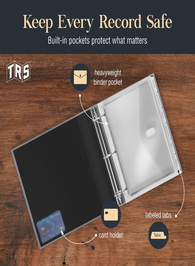 Three Ring Systems Financial Planning Portfolio, Budget Planner Monthly Bill Organizer Budgeting Book Binder, Financial Planner and Expense Tracker Notebook, 1.5 Inch Ring Binder, 6 Pre Labeled Tabs - Lt Gray/Dove Linen - Image 4