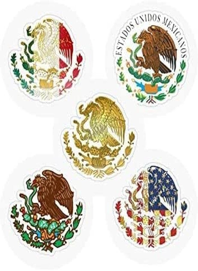 NTICKER 5 Pieces Set | 2" Calcomania Escudo Mexicano Aguila - Mexican Eagle Decal Shield Emblem Mexican Flag Decals - Image 1