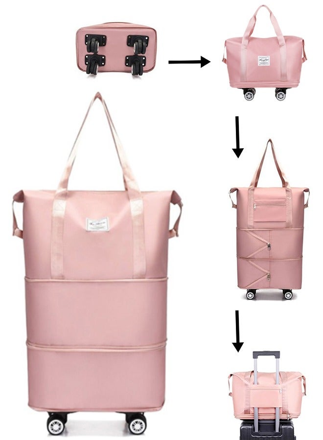 Foldable Rolling Luggage Bag Carry-On Luggage Trolley with Spinning Wheels Suitcase Travel Bag Handbag Large Size Dry and Wet Separation for Camping Travel Business Trip  - Image 1