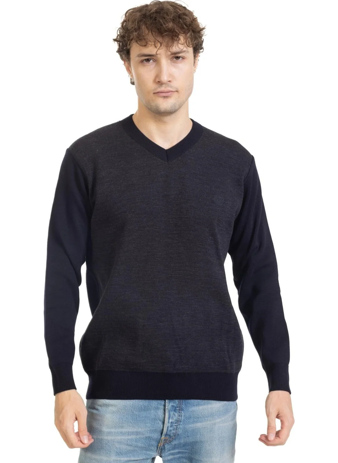 Mutlu City Men's Middle Age and Above Tight Woven Knitwear Acrylic Winter Dad V Neck Sweater 2060
