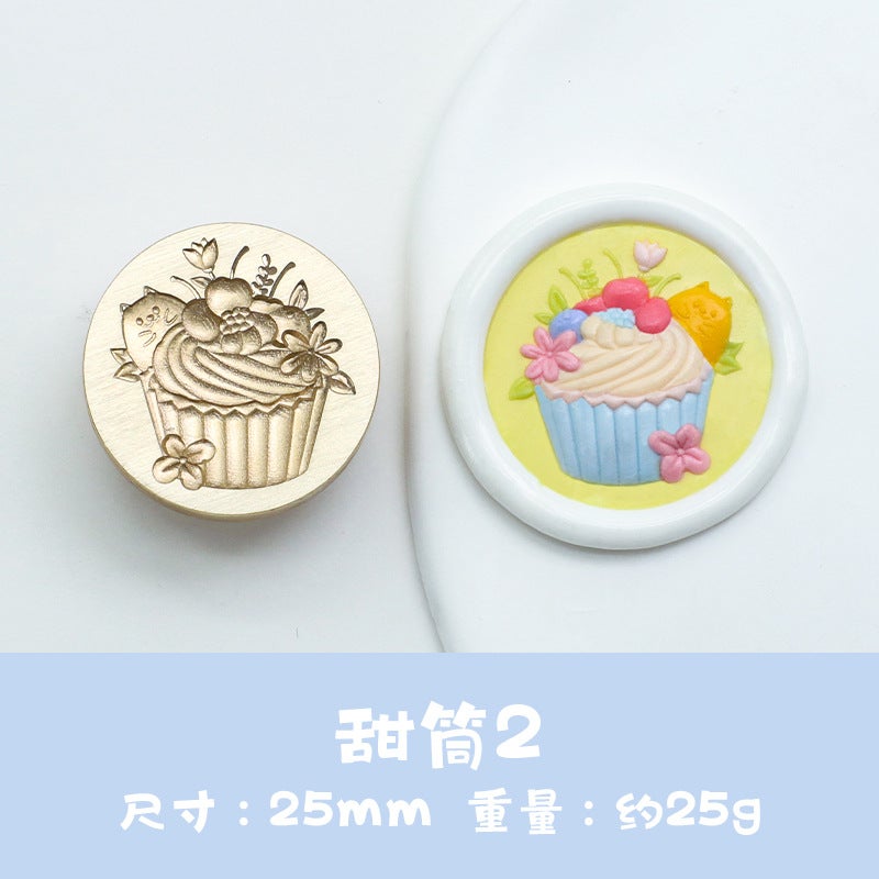 New Fire Paint Seal Head Dessert Relief Donut Cake Macaron Fire Paint Copper Head Envelope Seal Head - Image 1