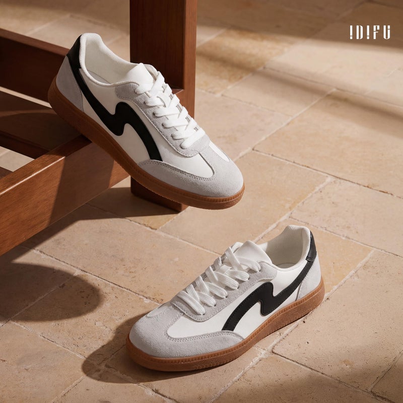 IDIFU White Sneakers for Women Comfortable Cute Casual Tennis Shoes Non Slip Memory Foam Lightweight Fashion Retro Sneakers(White, 8) - Image 3