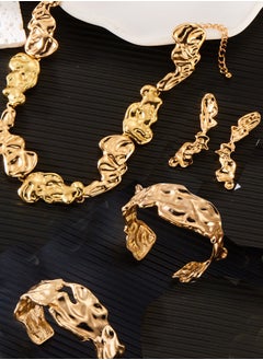 Al Aoyama Irregular Pleated Metal Patch Necklace andEarrings and Bracelets, Bold and Unique Collarbone Chain, Exquisite and Niche Jewelry  - Image 2