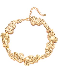 Al Aoyama Irregular Pleated Metal Patch Necklace andEarrings and Bracelets, Bold and Unique Collarbone Chain, Exquisite and Niche Jewelry  - Image 3