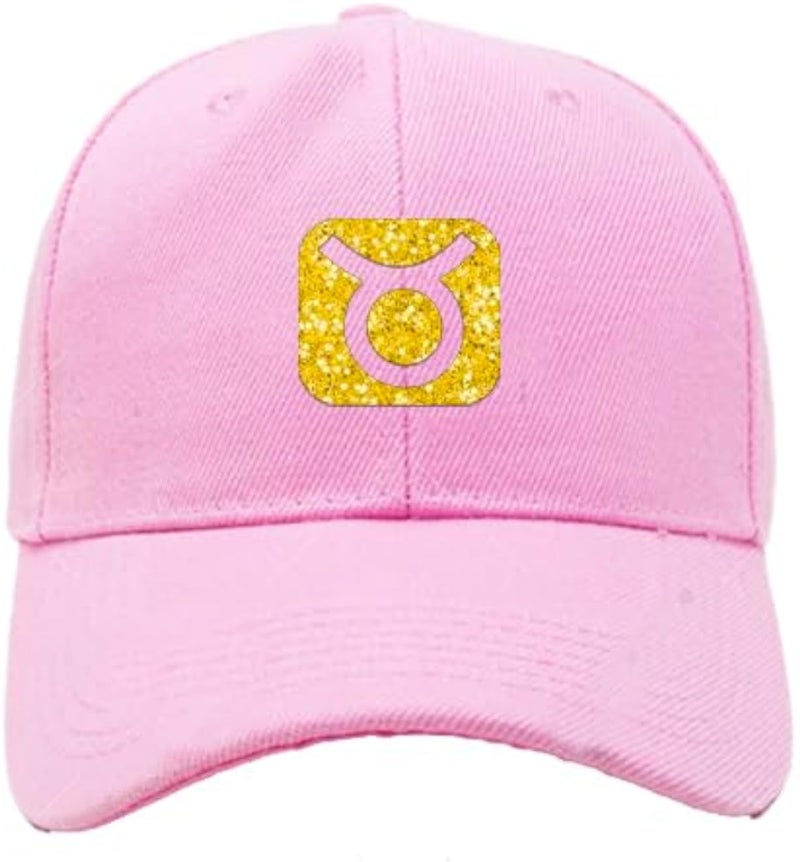 CAP (PINK) Golden logo for men and women with sun protection.sports cap with distinctive shapes(Taurus) (98)