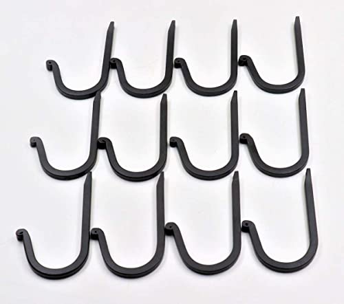 THDC Single Prong Wrought Iron Hooks, Vintage Hand Forged Iron Curved Metal Fasteners – Decorative Colonial Wall Décor, Heavy Duty Wall Hooks, Hangers for Keys, Coats, Robe, Bags, Home, Kitchen (12) - Image 2