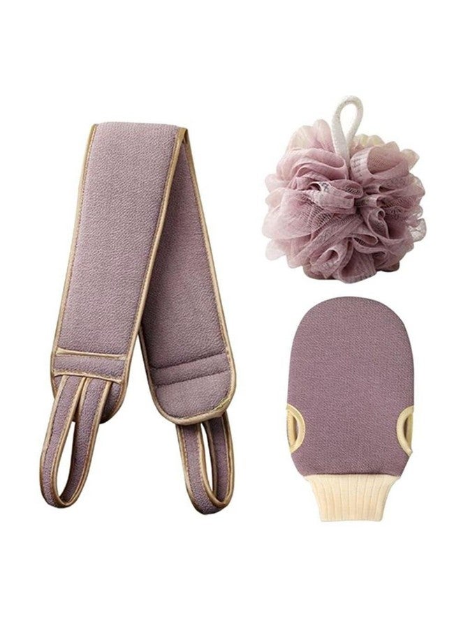 Roktry 3Pcs/Set Body Cleaning Set Back Scrubber, Bath Glove and Shower Bath Sponge Back Strip Towel Bath Ball Aldult Exfoliating Brush Hotel Exfoliating Skin Towel Bath Gloves Deep Clean Shower Kit - Image 1