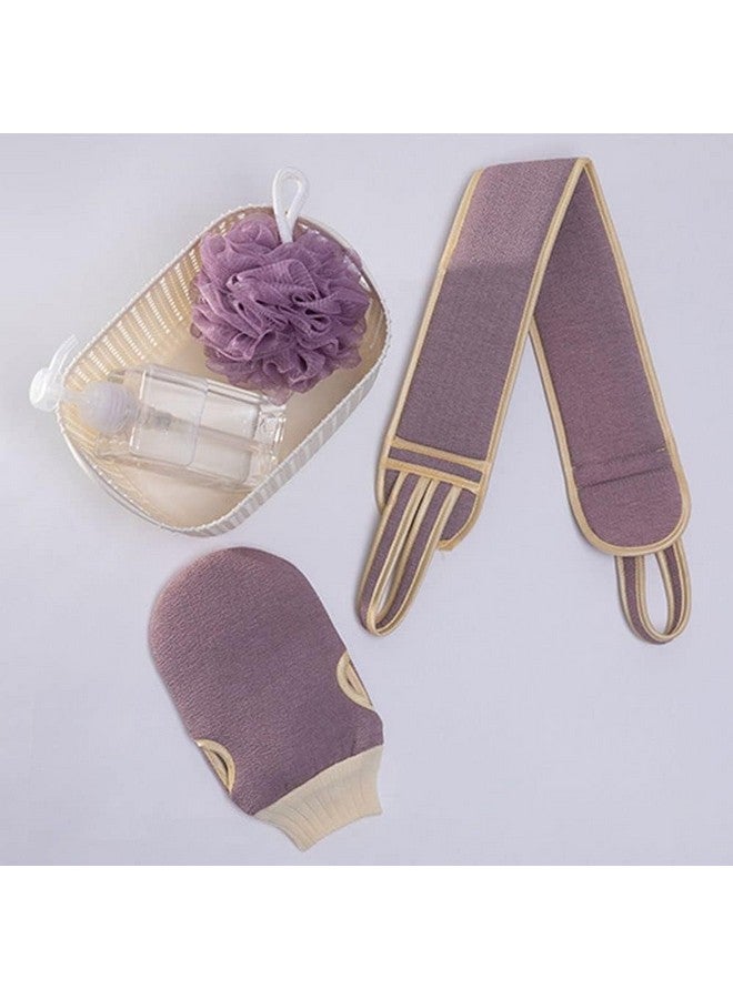 Roktry 3Pcs/Set Body Cleaning Set Back Scrubber, Bath Glove and Shower Bath Sponge Back Strip Towel Bath Ball Aldult Exfoliating Brush Hotel Exfoliating Skin Towel Bath Gloves Deep Clean Shower Kit - Image 2