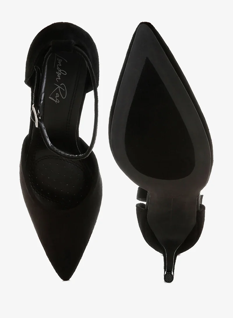 London Rag Black Microfiber Stiletto Sandals in Black for Women | Best Price UAE