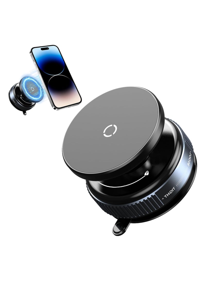 Vacuum Magnetic Phone Mount, 360° Rotatable Suction Holder with Universal Joint, for MagSafe devices like iPhone & Android, Perfect for Kitchen, Mirrors, Gym, and Other Smooth Surfaces  - Image 1