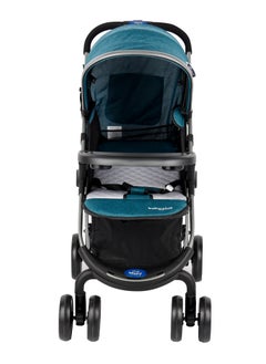 BABY PLUS Supreme Comfort Baby Stroller - Lightweight, Foldable, Adjustable Seat and Retractable 3-Tier Canopy. Ultimate Ease Baby Carriage with Cup Holder for Infants & Toddlers, 0-4 Years (BLUE)  - Image 3