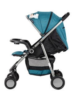 BABY PLUS Supreme Comfort Baby Stroller - Lightweight, Foldable, Adjustable Seat and Retractable 3-Tier Canopy. Ultimate Ease Baby Carriage with Cup Holder for Infants & Toddlers, 0-4 Years (BLUE)  - Image 2