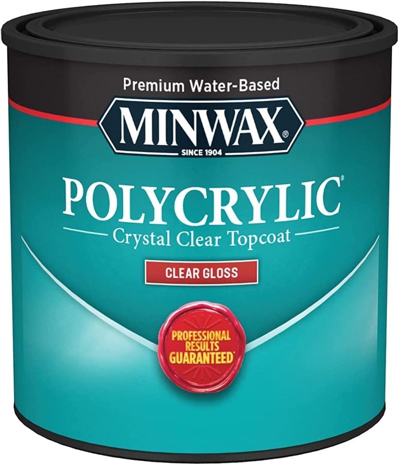 Minwax تشطيب واقي مائي من مينواكس بولي كريليك - لامع شفاف، 1/2 باينت - Image 1