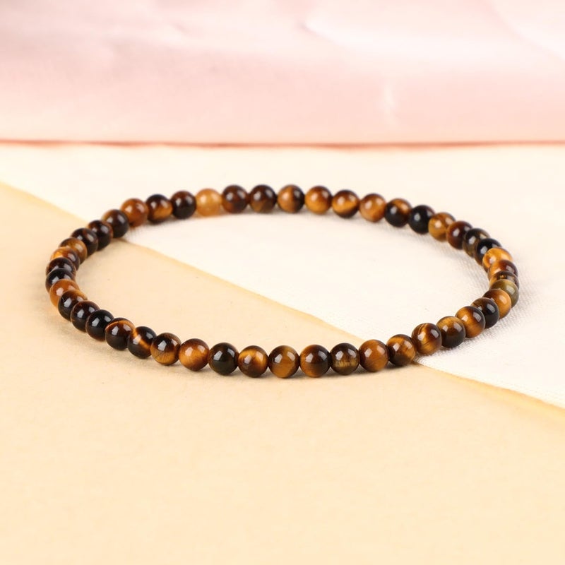 LPBeads Handmade Natural Gemstone Stretch Elastic 4mm Yellow Tiger's Eye Bracelet Healing Crystal Round Stone Beads Jewelry Gifts for Women Men - Image 3