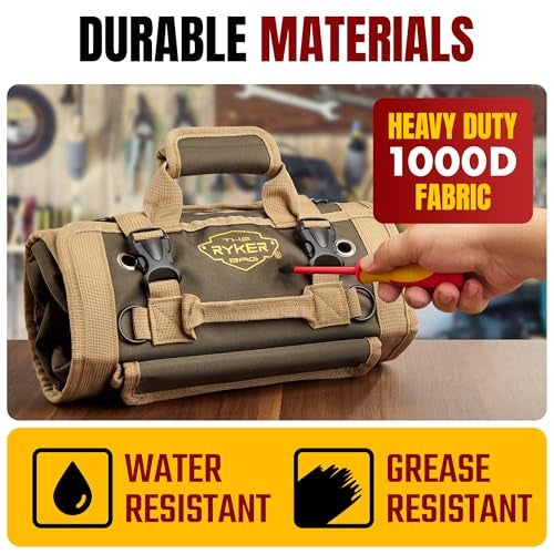 The Ryker Bag حقيبة أدوات رايكر القابلة للطي - هدايا له حقيبة أدوات دراجة نارية ثقيلة الوزن قابلة للطي مع جيوب سهلة الوصول - هدايا للرجال من الأب، الميكانيكي والكهربائي (AP-TR) - Image 3