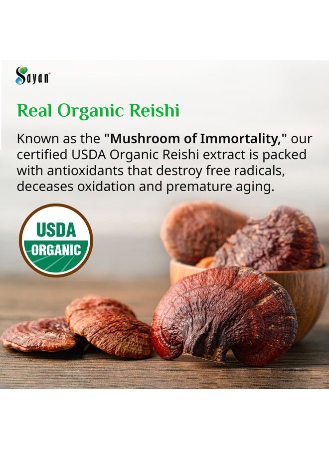 sayan Reishi Mushroom Extract 90 Capsules/440mg Each – Longevity, Vitality, Wellness & Immune Support Supplement – USDA Organic & Vegan – Non-GMO, No Fillers, or Additives – Always Pure and Potent - Image 5