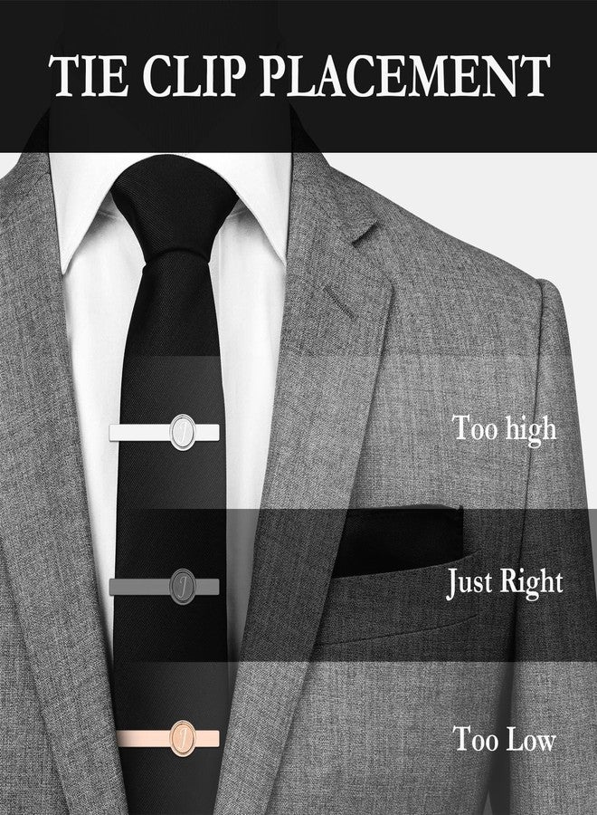 AMITER Initial Tie Clip for Men, 2 inch Mens Necktie Bar for Regular Ties - Black - Image 5