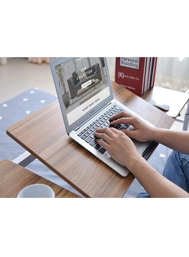 طاولة السرير مع عجلات, منصة السرير المتقاطع, مكتب المكتب المنزلي, مكتب الكمبيوتر, مكتب الكمبيوتر على السرير, طاولة جانبية الأريكة, دراسة Sesk, مع صندوق التخزين, عجلات قفل (أسود) - Image 3