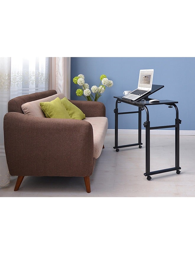 طاولة السرير مع عجلات, منصة السرير المتقاطع, مكتب المكتب المنزلي, مكتب الكمبيوتر, مكتب الكمبيوتر على السرير, طاولة جانبية الأريكة, دراسة Sesk, مع صندوق التخزين, عجلات قفل (أسود) - Image 4