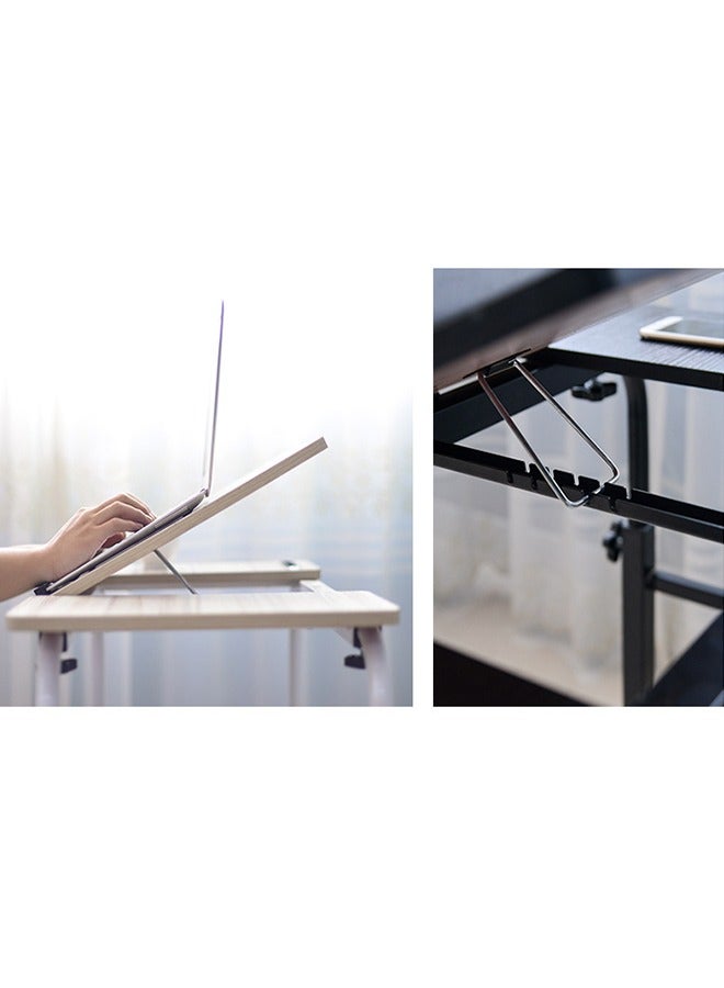 طاولة السرير مع عجلات, منصة السرير المتقاطع, مكتب المكتب المنزلي, مكتب الكمبيوتر, مكتب الكمبيوتر على السرير, طاولة جانبية الأريكة, دراسة Sesk, مع صندوق التخزين, عجلات قفل (أسود) - Image 5