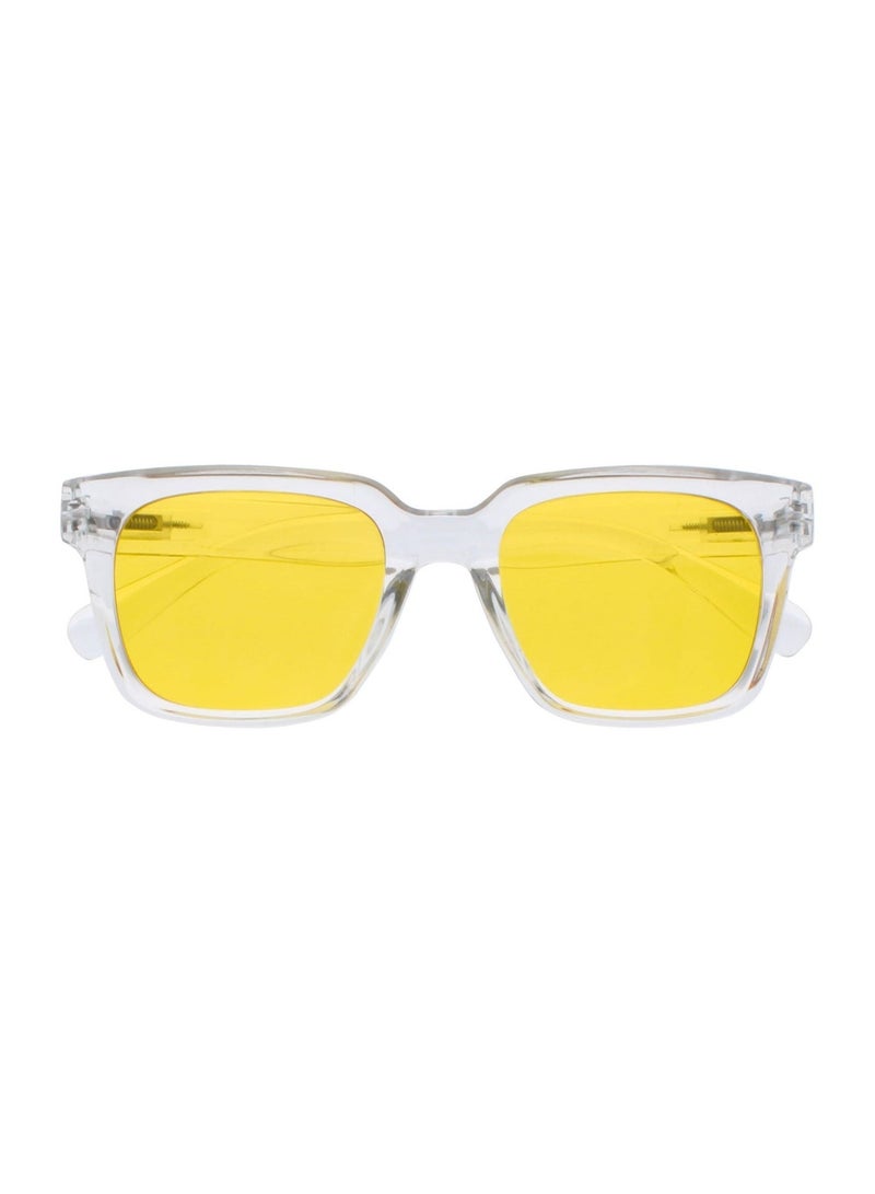 OPULIZE ERA Sunglasses for Women Men, Oversized Rectangular Frame with Spring Hinges, Polarised Yellow Tinted Lens With UV400 Protection,Anti-reflective & Anti-Glare, Clear (Pack of 1) - Image 2