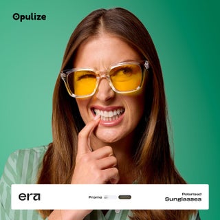 نظارات شمسية ERA للنساء والرجال، إطار مستطيل كبير مع مفصلات زنبركية، عدسات صفراء ملونة قطبية مع حماية UV400، مضادة للانعكاس ومضادة للتوهج، شفافة (عبوة من 1) - view 3