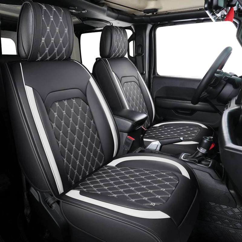 Aierxuan Jeep Wrangler JK JL 4Door Seat Covers Full Set Custom Fit 20072025 Unlimited X Rubicon 392 Sahara Willys Sport High Altitude 4X4 Truck Pickup Waterproof Faux Leather Full SetBlackW