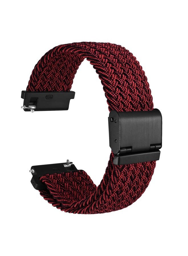 WOCCI 22mm Braided Nylon Watch Band for Men and Women, Quick Release, Black Stainless Steel Buckle (Red Black) - Image 1