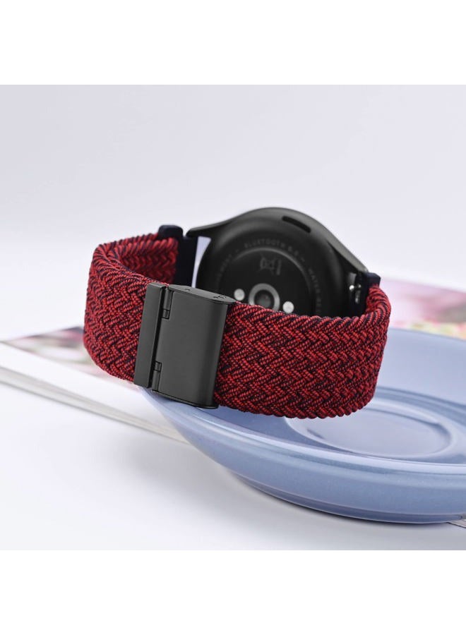 WOCCI 22mm Braided Nylon Watch Band for Men and Women, Quick Release, Black Stainless Steel Buckle (Red Black) - Image 2