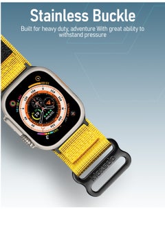 Moxedo Moxedo Tactical Sports Rugged Strap Breathable Nylon Braided Compatible with Apple Watch Band Series 8 7 6 5 4 3 2 1 SE Ultra  Woven Loop Design for 44mm 45mm 49mm -Yellow  - Image 5