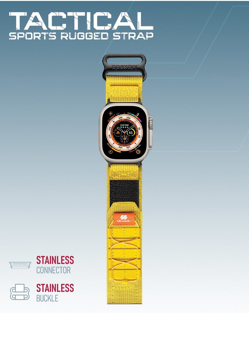 Moxedo - Moxedo Tactical Sports Rugged Strap Breathable Nylon Braided Compatible with Apple Watch Band Series 8 7 6 5 4 3 2 1 SE Ultra  Woven Loop Design for 44mm 45mm 49mm -Yellow - Image 1