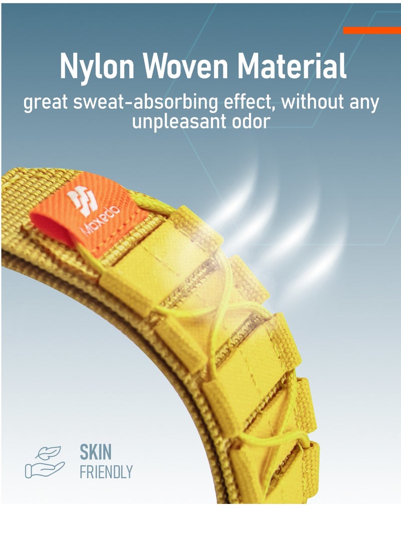 Moxedo - Moxedo Tactical Sports Rugged Strap Breathable Nylon Braided Compatible with Apple Watch Band Series 8 7 6 5 4 3 2 1 SE Ultra  Woven Loop Design for 44mm 45mm 49mm -Yellow - Image 1