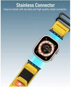 Moxedo Moxedo Tactical Sports Rugged Strap Breathable Nylon Braided Compatible with Apple Watch Band Series 8 7 6 5 4 3 2 1 SE Ultra  Woven Loop Design for 44mm 45mm 49mm -Yellow  - Image 4