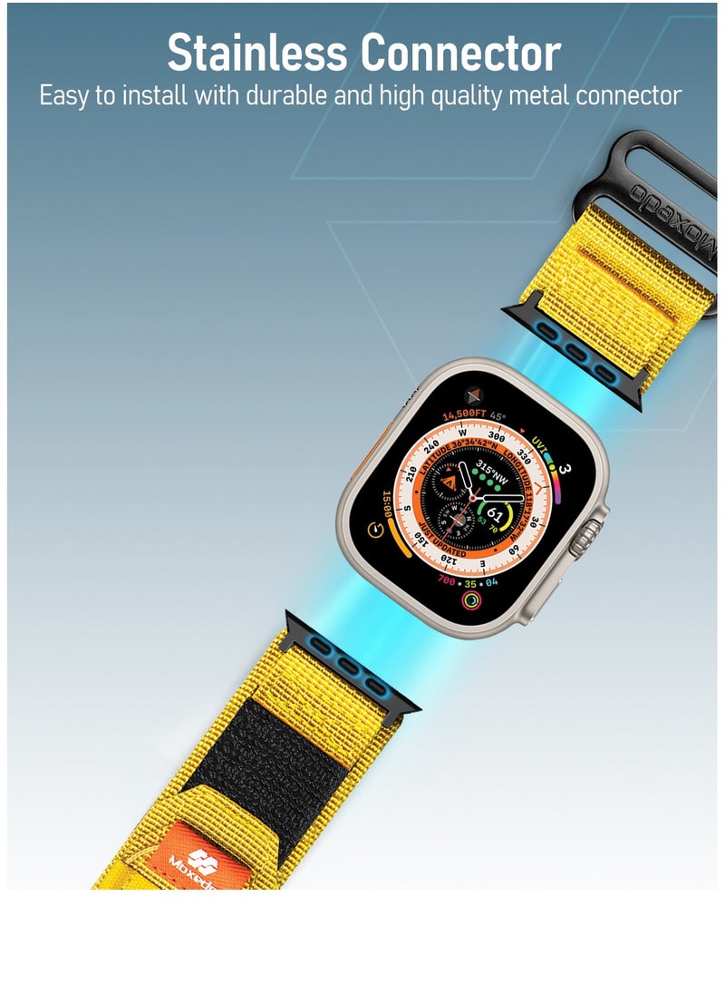 Moxedo - Moxedo Tactical Sports Rugged Strap Breathable Nylon Braided Compatible with Apple Watch Band Series 8 7 6 5 4 3 2 1 SE Ultra  Woven Loop Design for 44mm 45mm 49mm -Yellow - Image 1