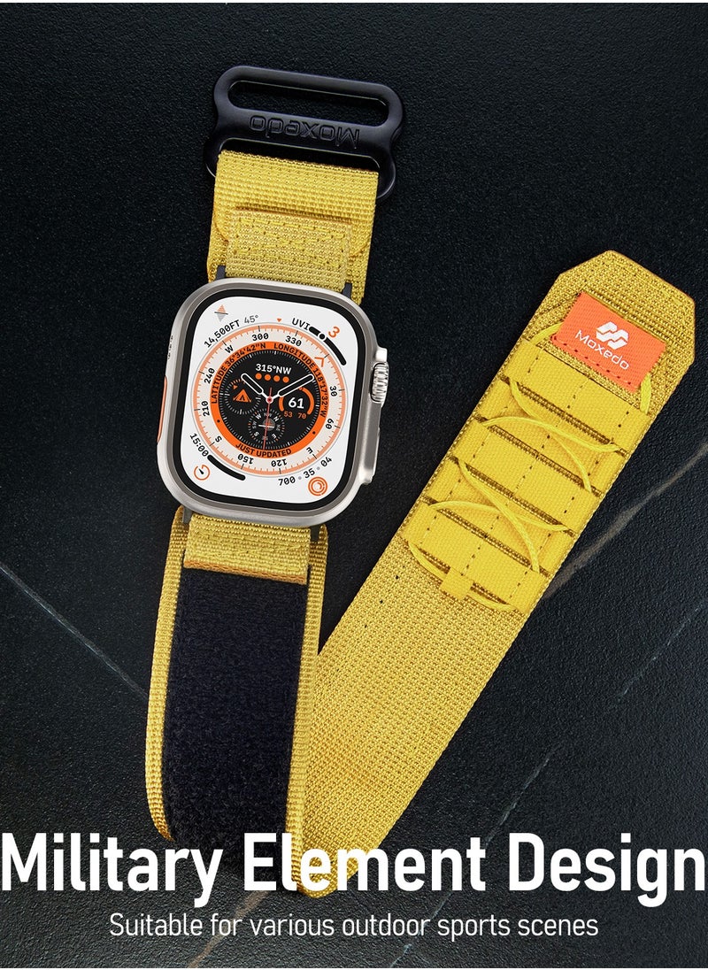Moxedo - Moxedo Tactical Sports Rugged Strap Breathable Nylon Braided Compatible with Apple Watch Band Series 8 7 6 5 4 3 2 1 SE Ultra  Woven Loop Design for 44mm 45mm 49mm -Yellow - Image 1