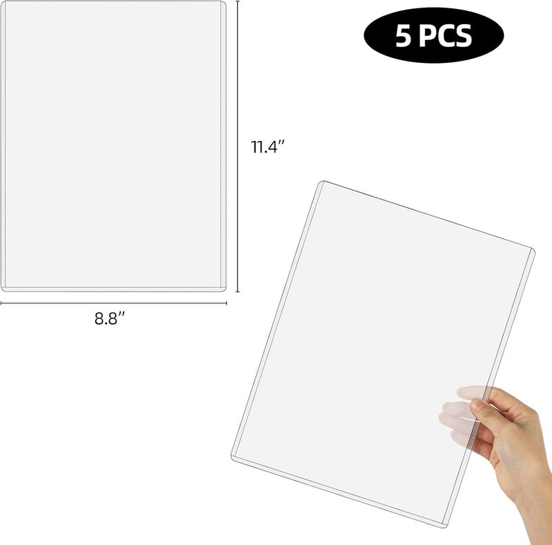 acDesign 5 Pcs Rigid Print Protectors 8.5''x 11'' Waterproof Plastic Sheet Protectors for Prints Photos Postcard Poster(Clear) - Image 2