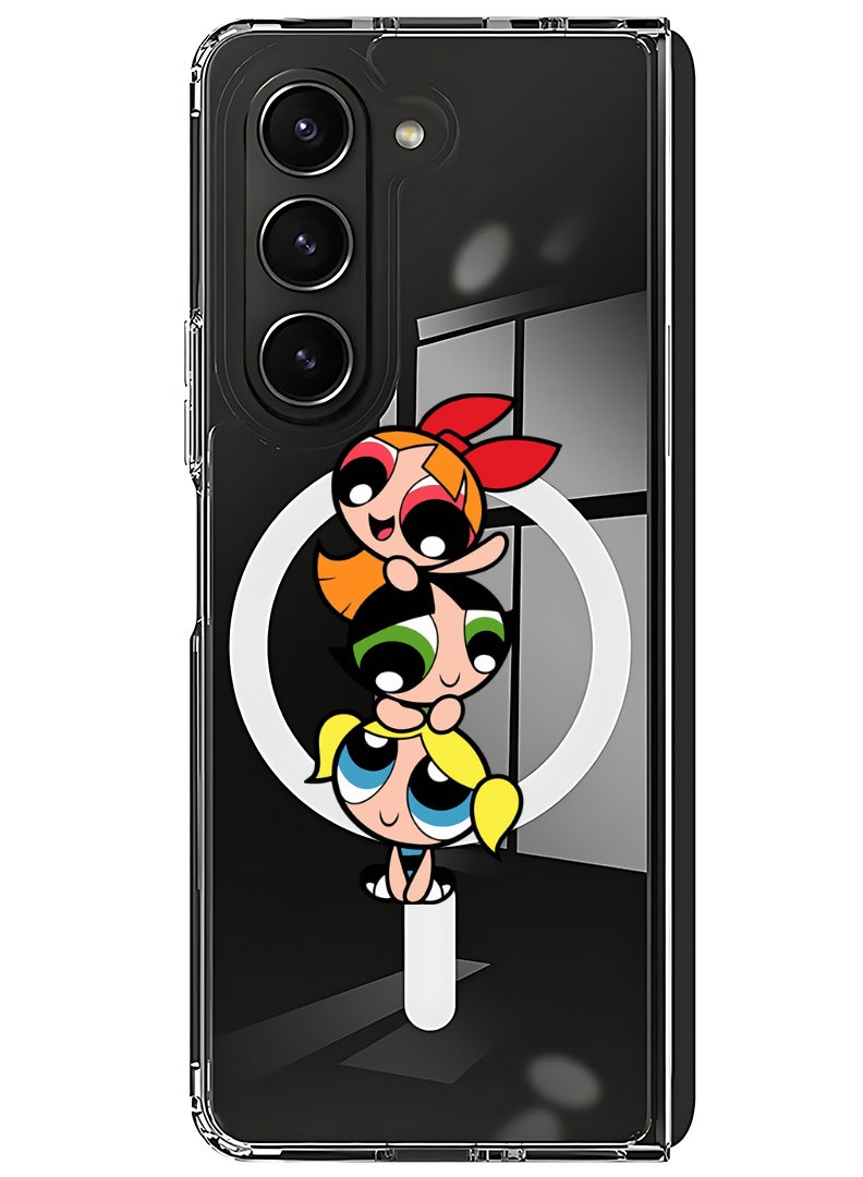 Theodor Magnetic Case for Samsung Galaxy Z Fold 5 Compatible with MagSafe Wireless Charging, Shockproof Phone Bumper Cover Powerpuff - Image 1