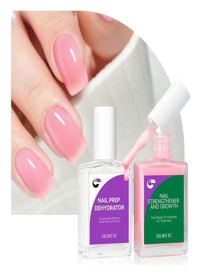 Gelike EC Nail Strengthener Dehydrator Kit: Soft Pink 6-in-1 Strengthener and Dehydrator Set for Stronger in 14 Days - Vegan Allergy-Friendly for Gel Lovers & Sensitive Users - Image 1